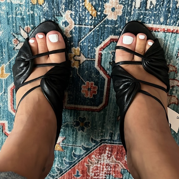 ZARA | Black Real Leather Heel Open Toe Mule Size 39/8 NWT - Picture 3 of 3